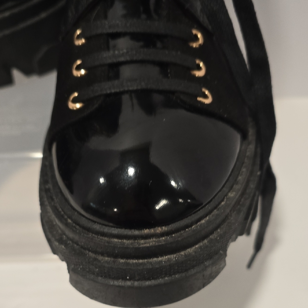 Sale!!! Black Combat Boots with Gold Accents - Picture 4 of 11